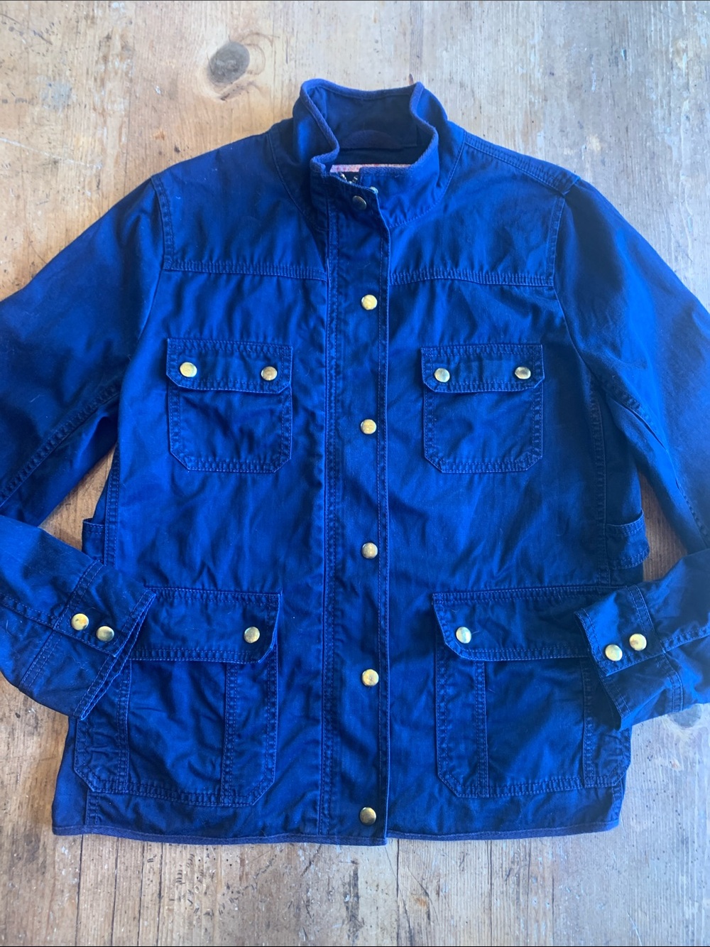 J. Crew Navy Blue Field Jacket with Brass Snaps